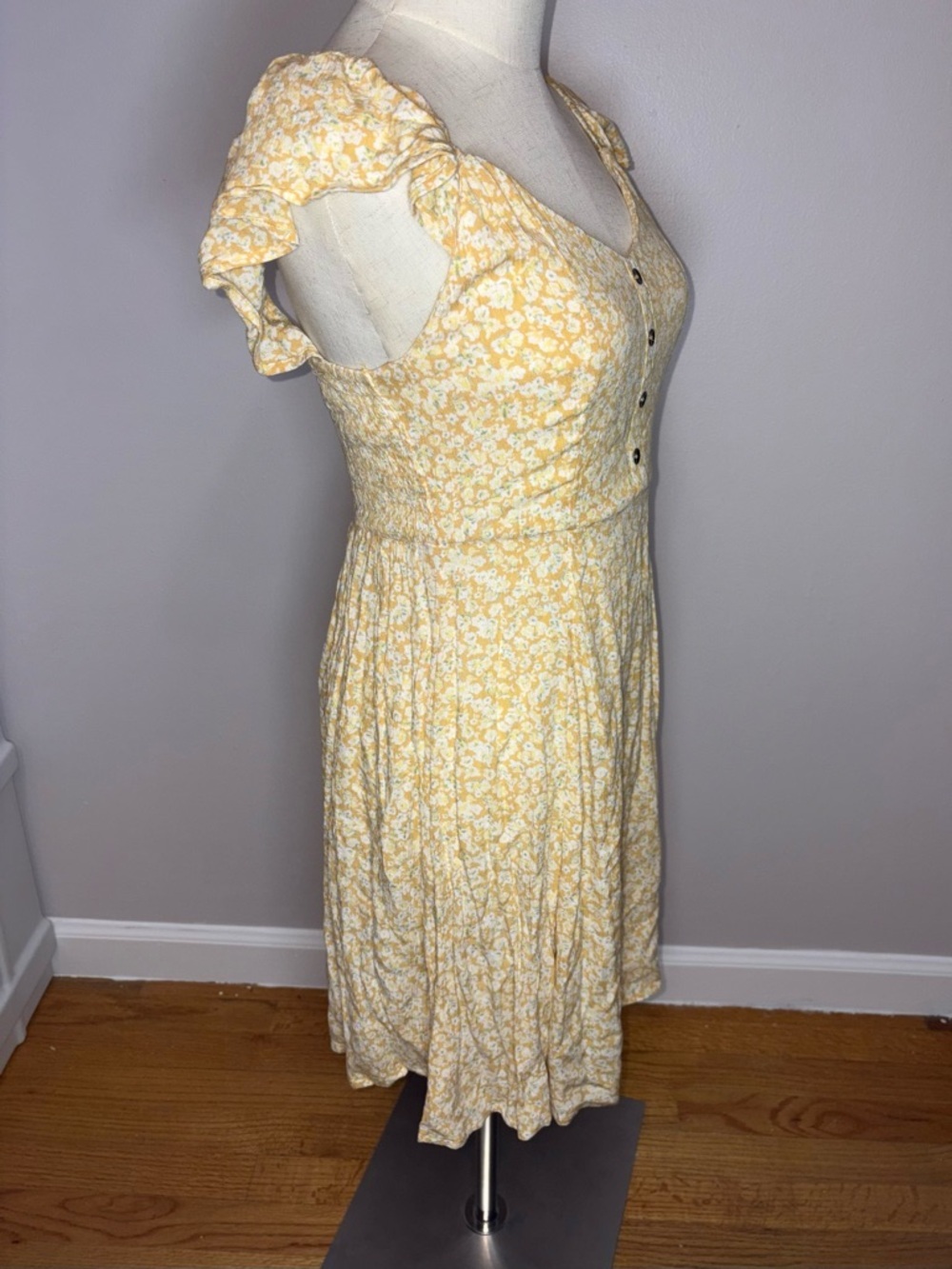 Billabong Forever Yours Woven Smock Floral Mini A-line Dress Coquette Size Small - Picture 6 of 15